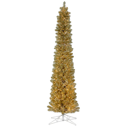 Vickerman 10' x 28" Champagne Pencil Artificial Christmas Tree Warm White 8 function 3MM LED Lights
