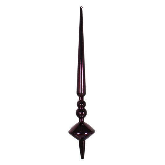 Vickerman 18" Plum Shiny Cupola Finial. This long finial ornament adds depth and texture to any holiday decorating project. Made with shatterproof plastic.