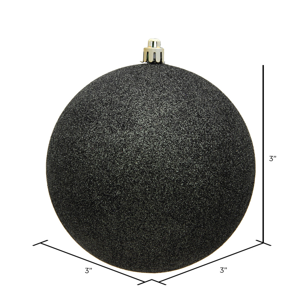 Vickerman 3" Gunmetal Glitter Ball Ornament 12 per Bag