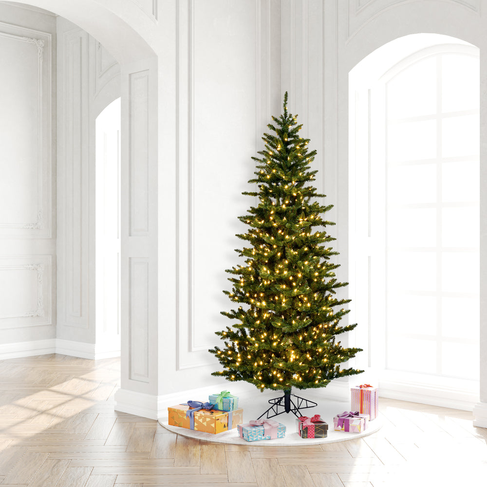 Vickerman 7.5' x 45" Slim Natural Fraser Fir Tree Warm White Dura-lit LED Lights.