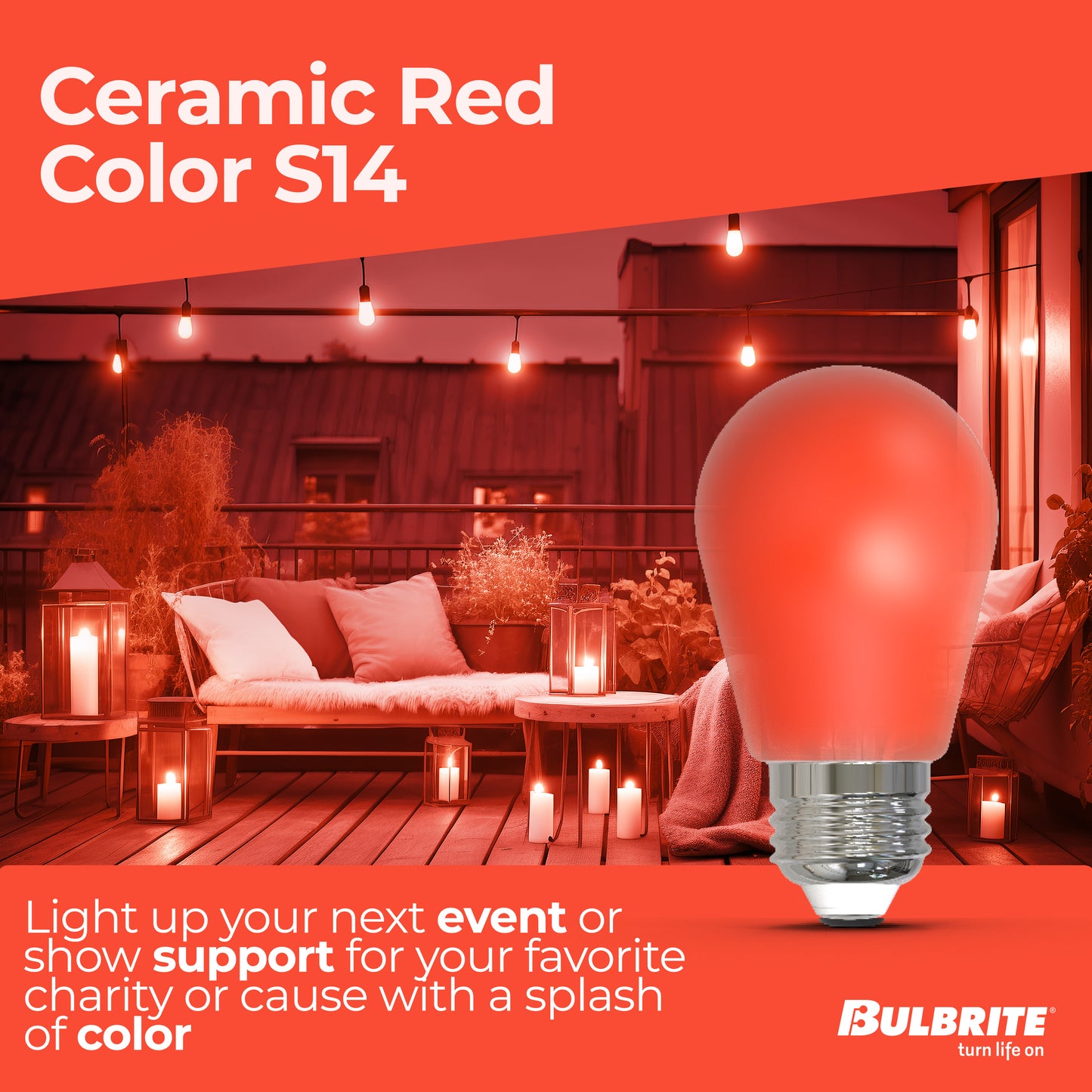 Bulbrite 776150 25-Watt Equivalent Ceramic Red Color S14 Weatherproof Outdoor E26 Medium Base LED Light Bulb