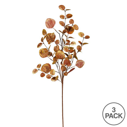 Vickerman 34" Copper Eucalyptus Artificial Christmas Spray. Includes 3 sprays per pack.