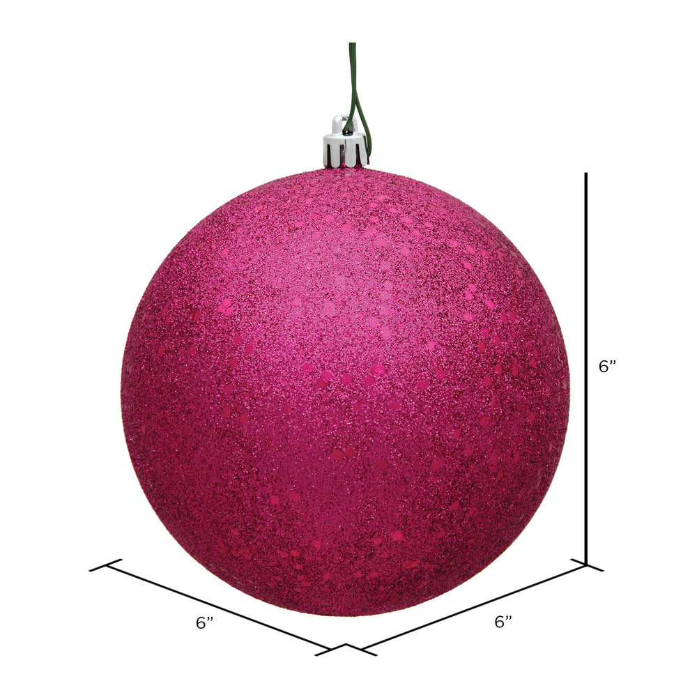Vickerman 6" Fuchsia Sequin Ball Ornament 4 per Bag