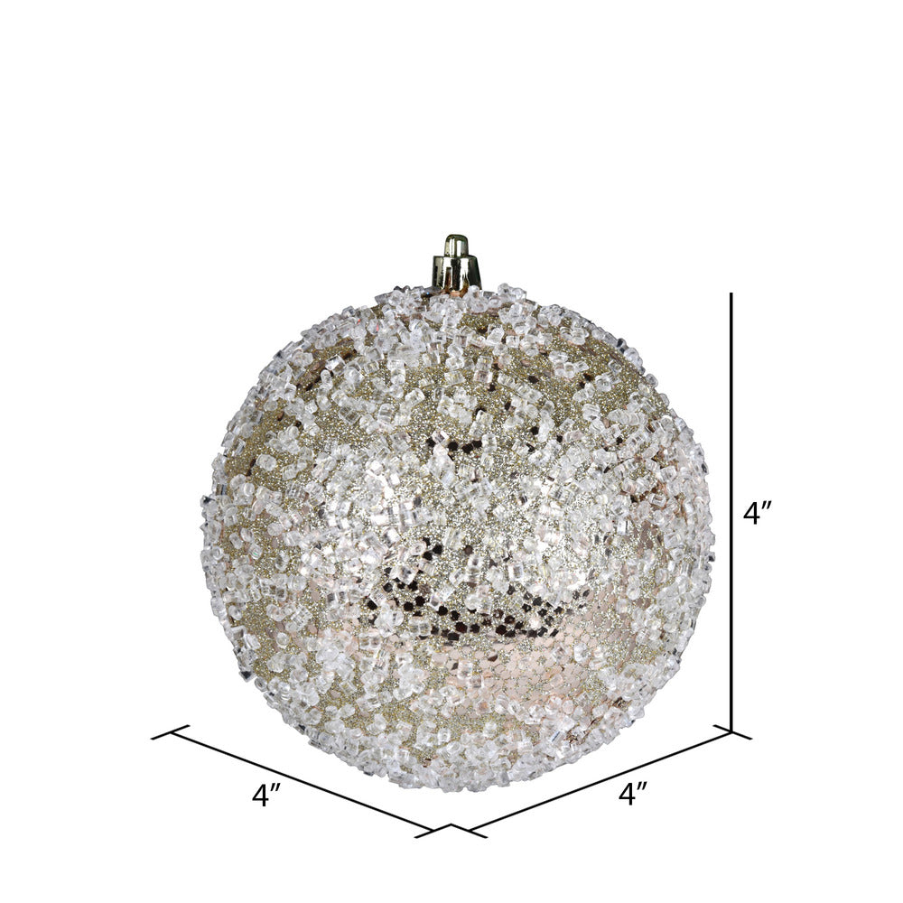 Vickerman 4" Champagne Glitter Hail Ball Ornament 6 per Bag