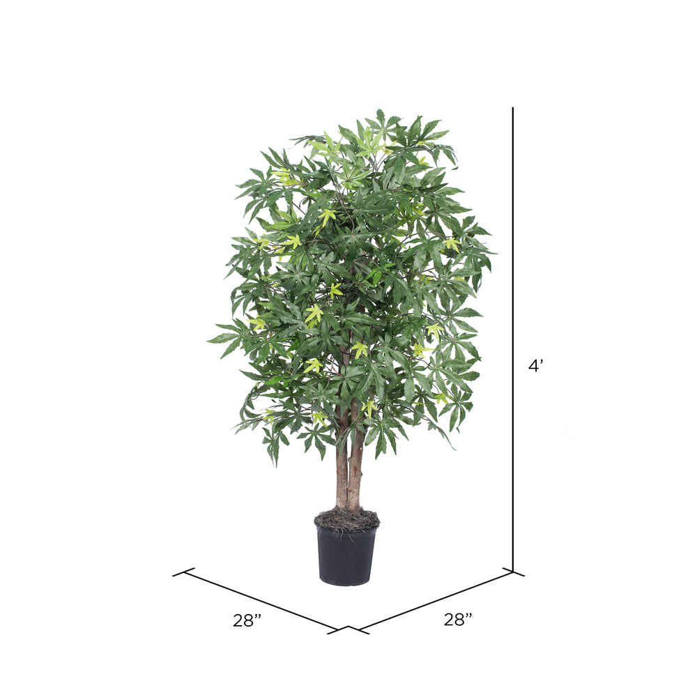 Vickerman 4' Artificial Japanese Maple Bush Black Plastic Pot.