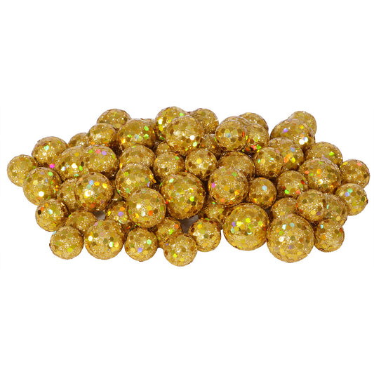 Vickerman 20MM/25MM/30MM Gold Glitter Polystyrene Ball Christmas Ornament 72 per Bag