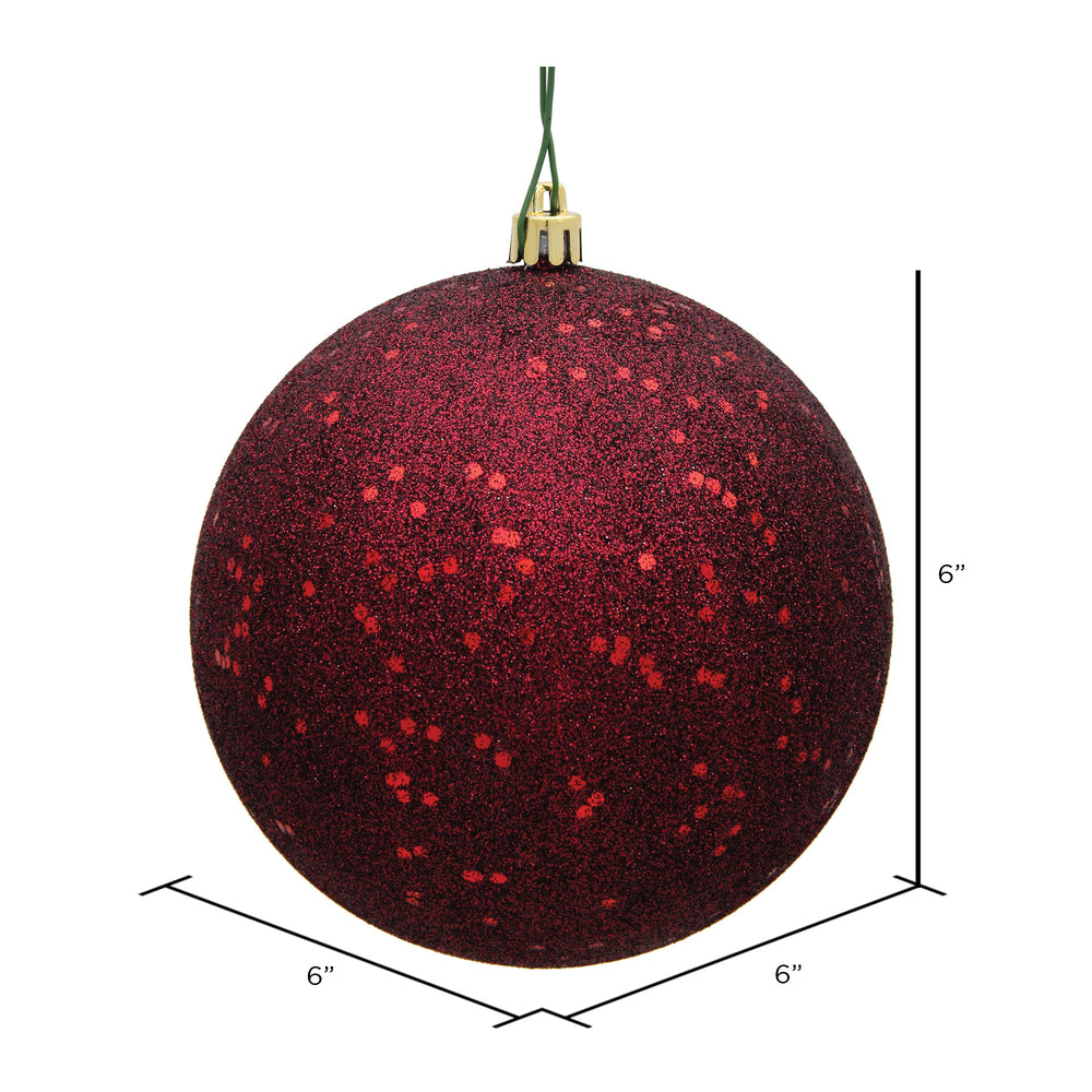 Vickerman 6" Burgundy Sequin Ball Ornament 4 per Bag