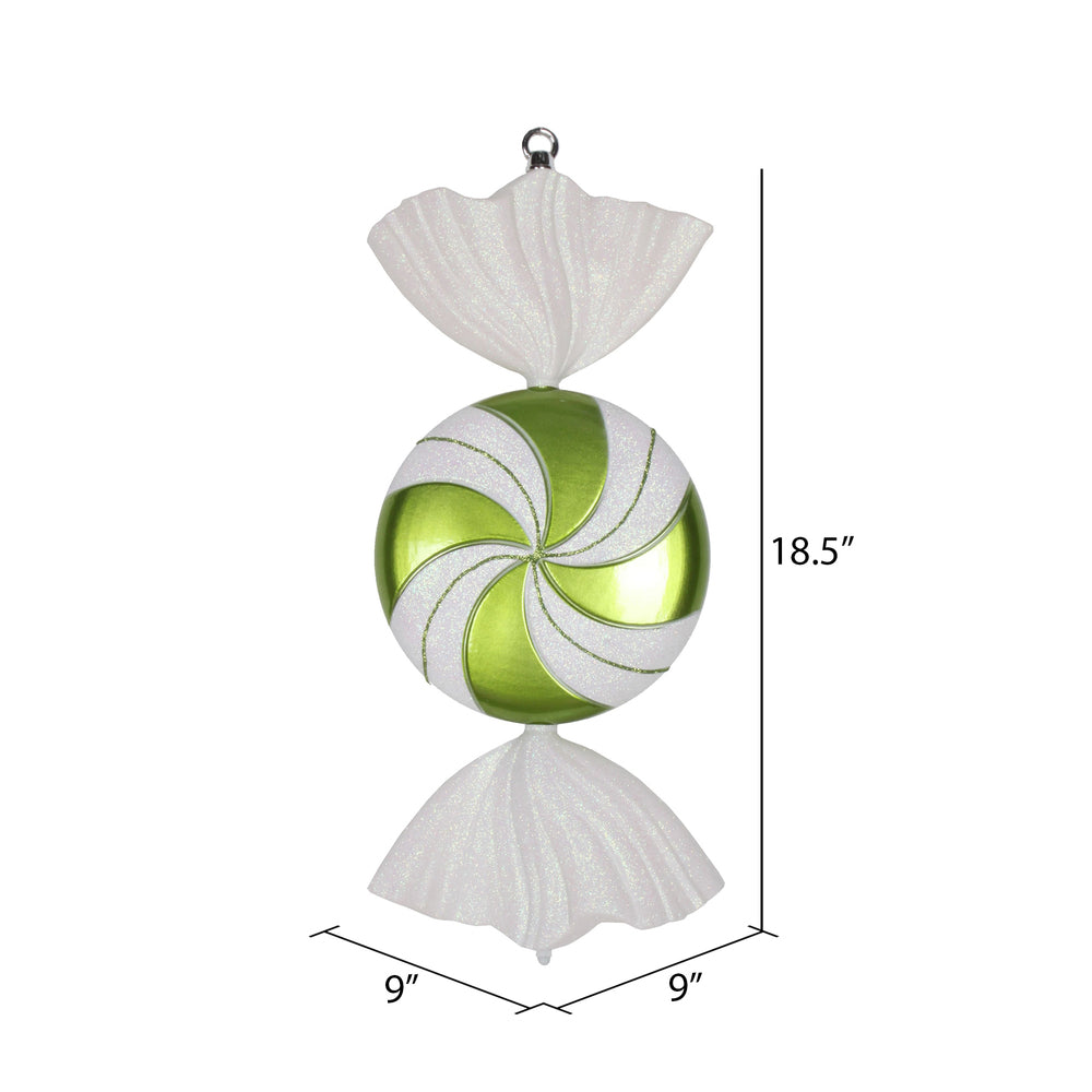 Vickerman 18.5" Lime-White Flat Swirl Candy Christmas Ornament