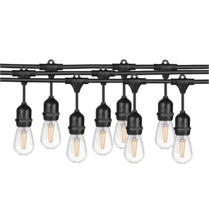 Sunlite 80571 24ft Outdoor String Lights, 1.5W Commercial Grade, Waterproof, Connectable Strands, UL Listed, 7 Hanging Sockets, Shatterproof LED Edison Bulbs Included, 2700K Warm White