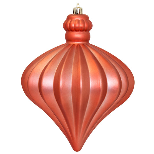 Vickerman 6" Coral Matte Onion Drop Christmas Ornament 4 per pack