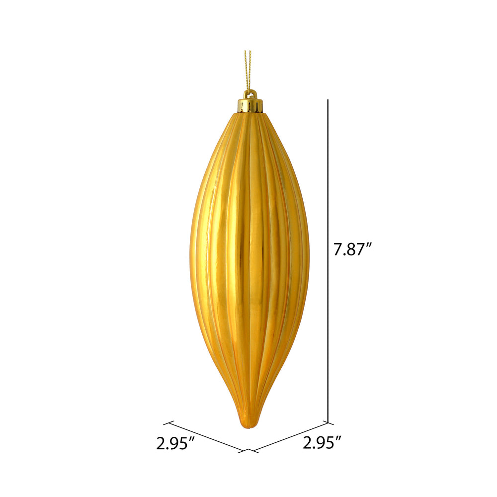 Vickerman 8" Honey Gold Shiny Line Finial Ornament Pack of 4