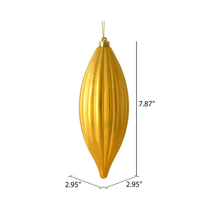 Vickerman 8" Honey Gold Shiny Line Finial Ornament Pack of 4