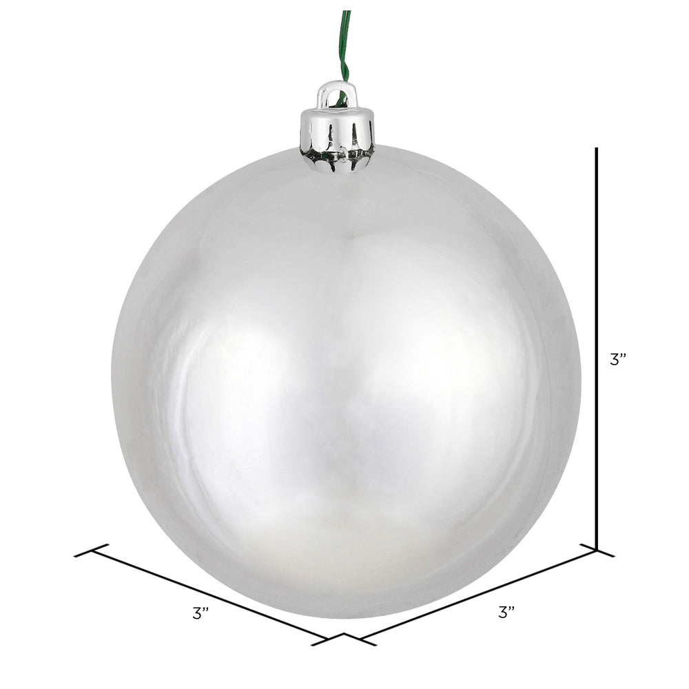 Vickerman 3" Silver Shiny Ball Ornament 12 per Bag