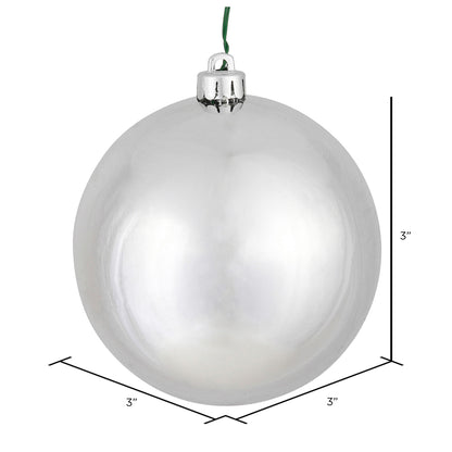 Vickerman 3" Silver Shiny Ball Ornament 12 per Bag