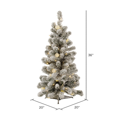 Vickerman 3' Flocked Kodiak Spruce Artificial Christmas Tree Pure White LED Lights