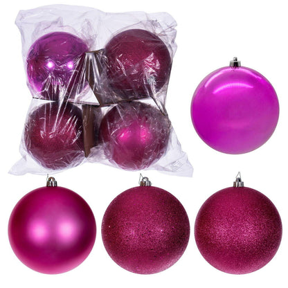 Vickerman 12" Hot Pink 4-Finish Ball Ornament Set 4 per box.