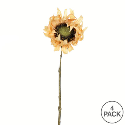 Vickerman 24" Artificial Mustard Sunflower Stem Set of 4