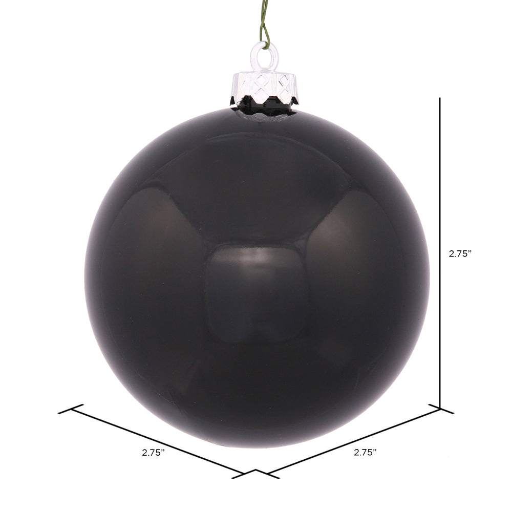 Vickerman 2.75" Black Shiny Ball Ornament 12 per Bag