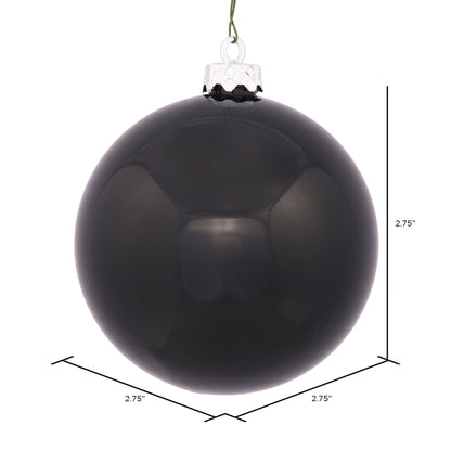Vickerman 2.75" Black Shiny Ball Ornament 12 per Bag