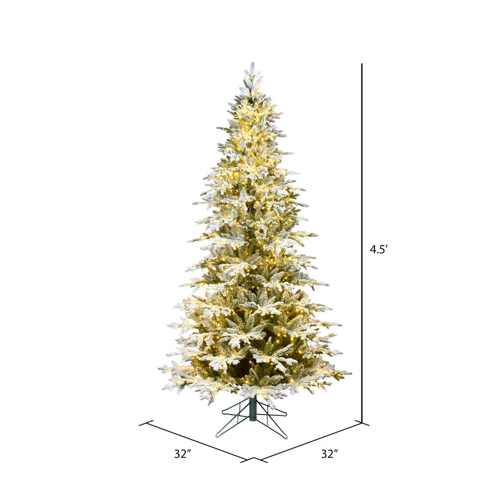 Vickerman 4.5' x 32" Flocked Kamas Fraser Artificial Christmas Tree Warm White Dura-Lit® LED Lights