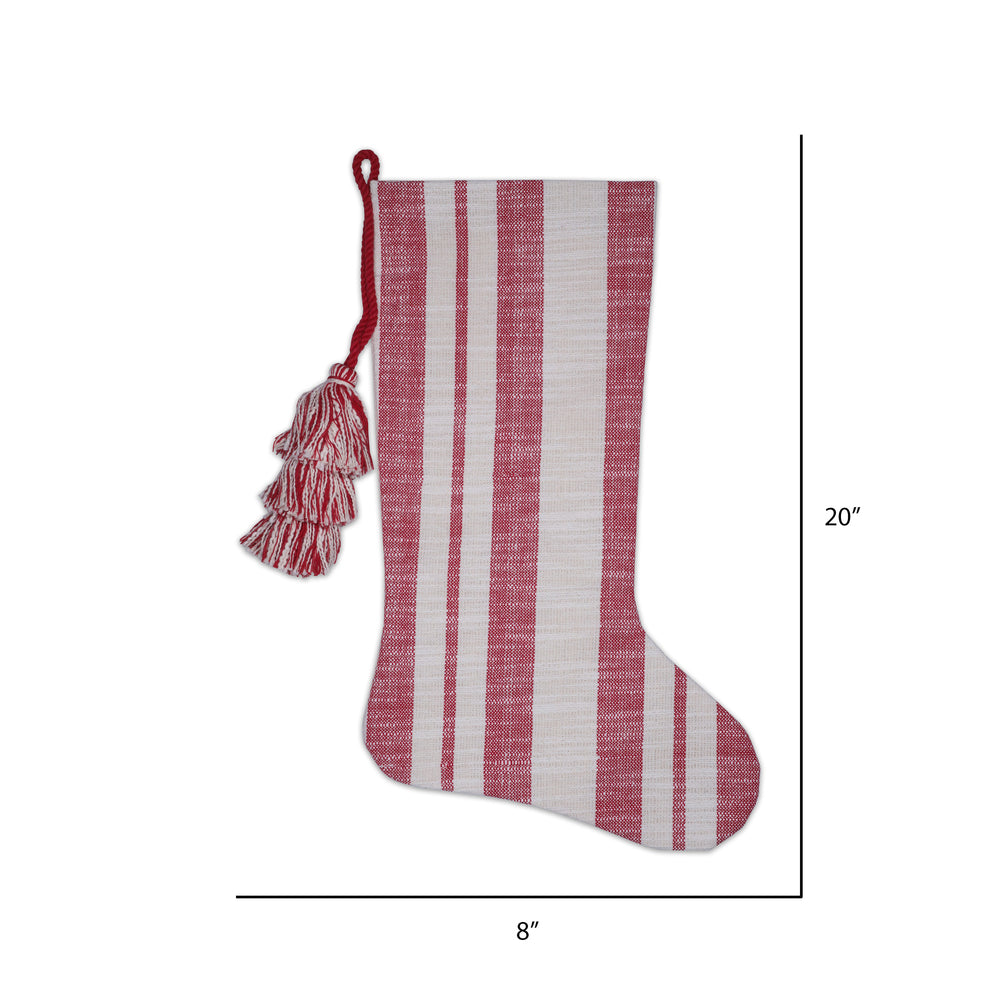 Vickerman 20" x 8" Red Stripe Cotton Stocking