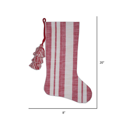 Vickerman 20" x 8" Red Stripe Cotton Stocking