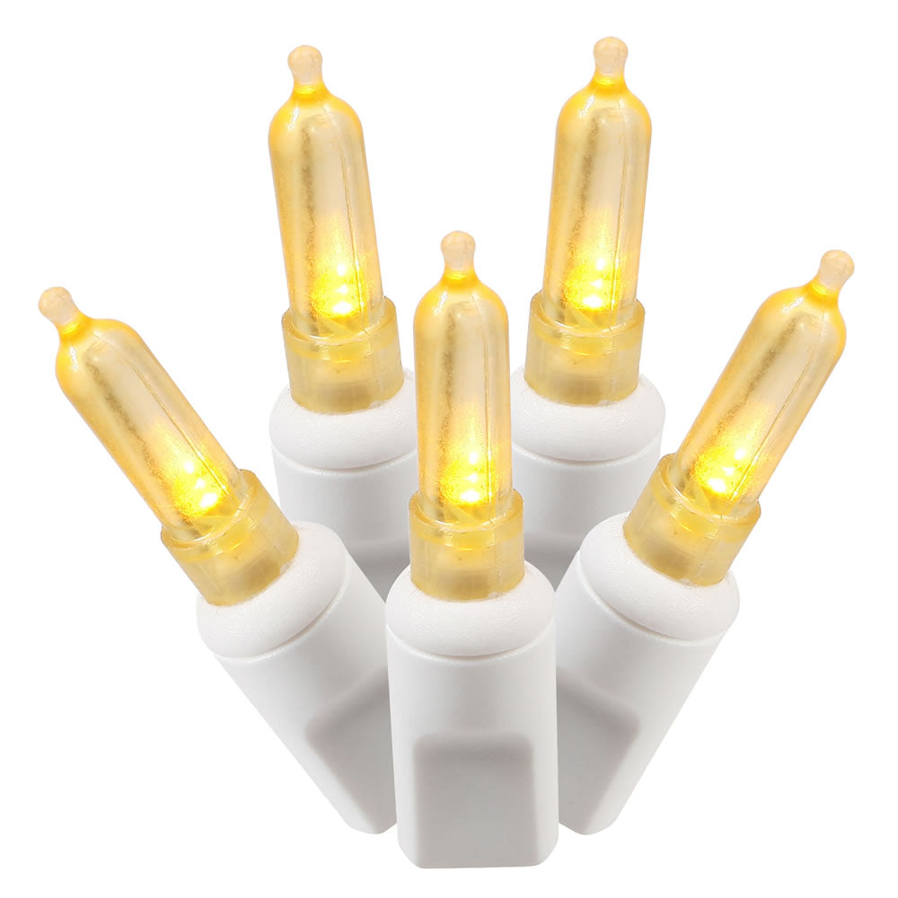 Vickerman 100 Yellow Italian LED Single Mold Light on White Wire 34' Christmas Light Strand