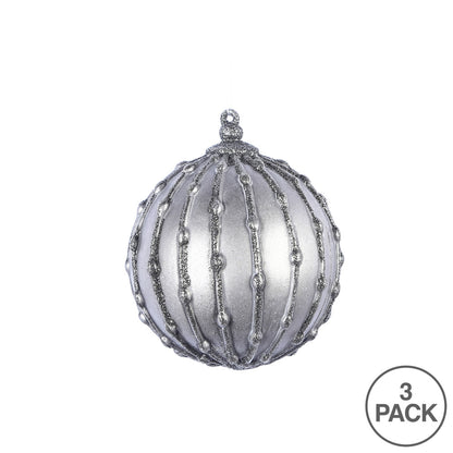 Vickerman 5" Gunmetal Antique Glitter Pearl Ball Ornament 3 per Bag
