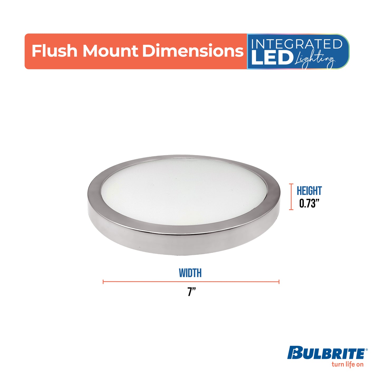 Bulbrite 773606 7 in. Round 10.3-Watt 3000K LED Flush Mount Light, 1150 Lumens, Nickel