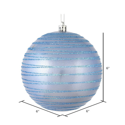 Vickerman 6" Periwinkle Candy Finish Ball Ornament with Glitter Lines 3 per Bag