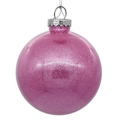 Vickerman 4" Clear Ball Christmas Ornament with Pink Glitter Interior 6 Pieces per bag