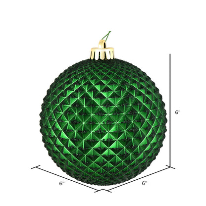 Vickerman 6" Emerald Durian Glitter Ball Ornament 4 per Bag