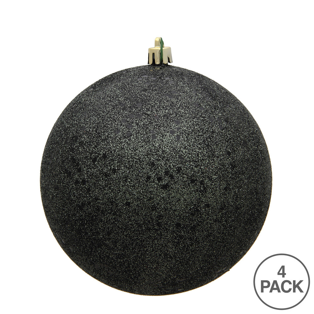 Vickerman 6" Gunmetal Sequin Ball Ornament 4 per Bag