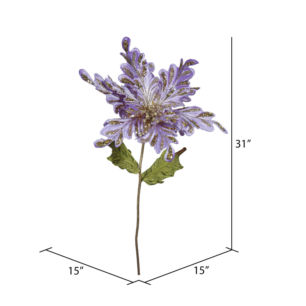 Vickerman 31" Violet Velvet Poinsettia Artificial Christmas Pick 3 per Bag
