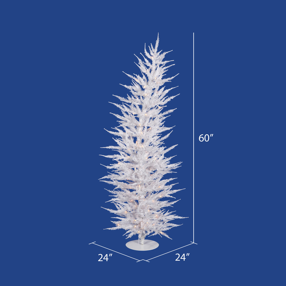 Vickerman 5' White Laser Artificial Christmas Tree Warm White Dura-lit LED Lights