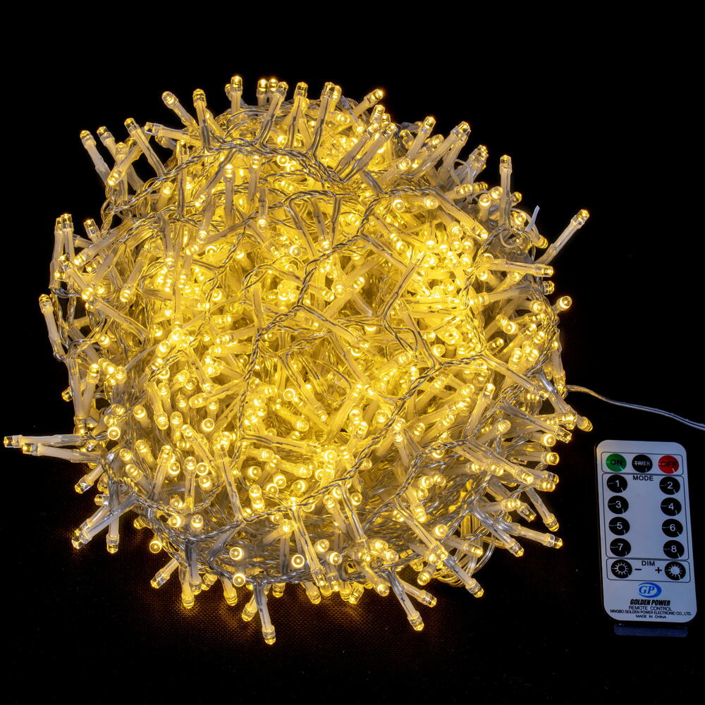 Vickerman 1000 Light Warm White LED Indoor/Outdoor 8-Function Snake Light Set.