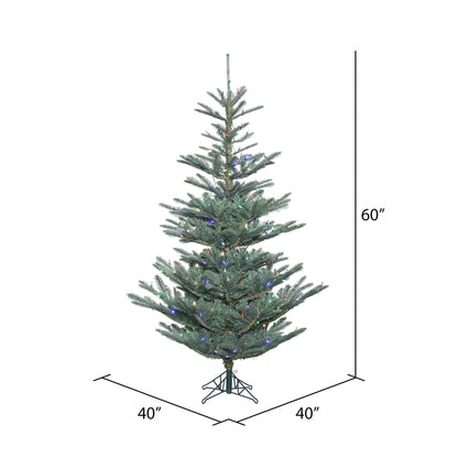 Vickerman 5' Alberta Blue Spruce Artificial Christmas Tree Multi-colored Dura-Lit LED lights