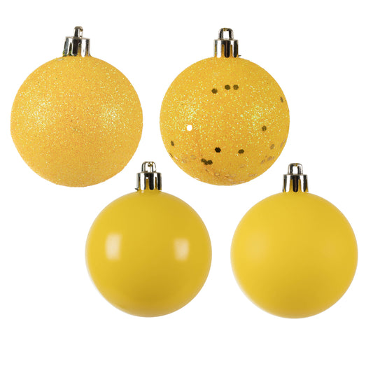 Vickerman 2.4" Yellow 4-Finish Ball Ornament Assortment 24 per Box