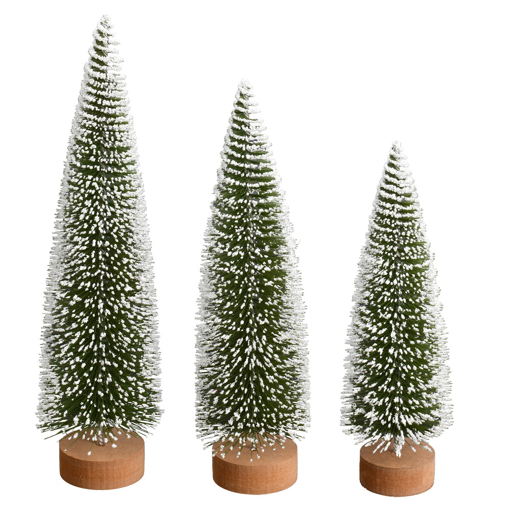 Vickerman 12"-14"-16" Frosted Green Oval Pine Artificial Christmas Tree Set of 3