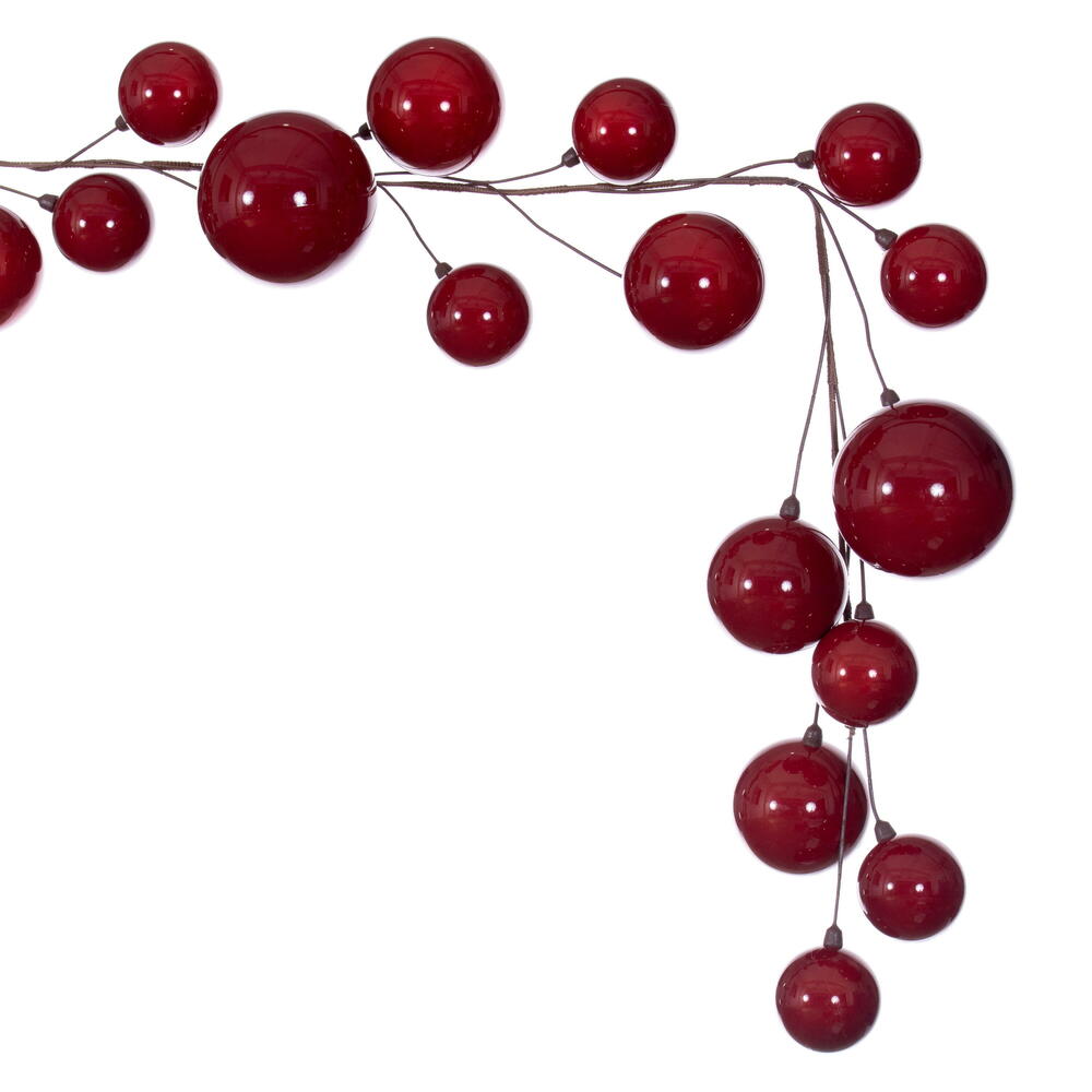 Vickerman 10' Red Pearl Branch Ball Wire Garland.