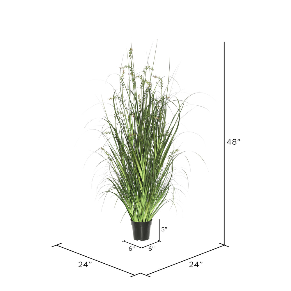 Vickerman 48" PVC Artificial Potted Green Sheep's Grass and Plastic Grass.