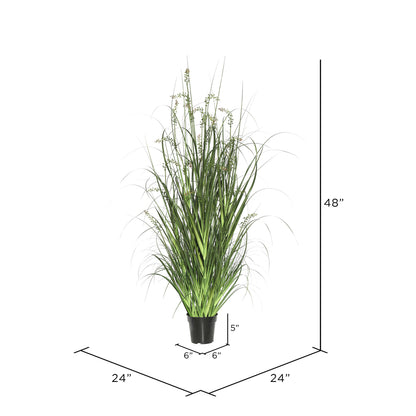 Vickerman 48" PVC Artificial Potted Green Sheep's Grass and Plastic Grass.
