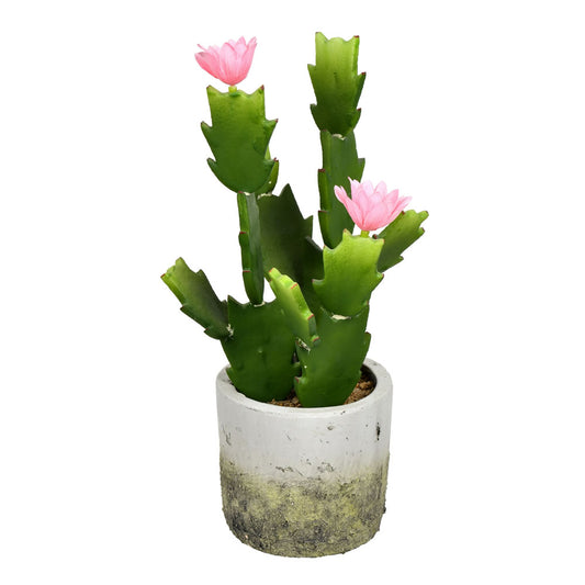 Vickerman 11" Artificial Green Cactus in Cement Pot.