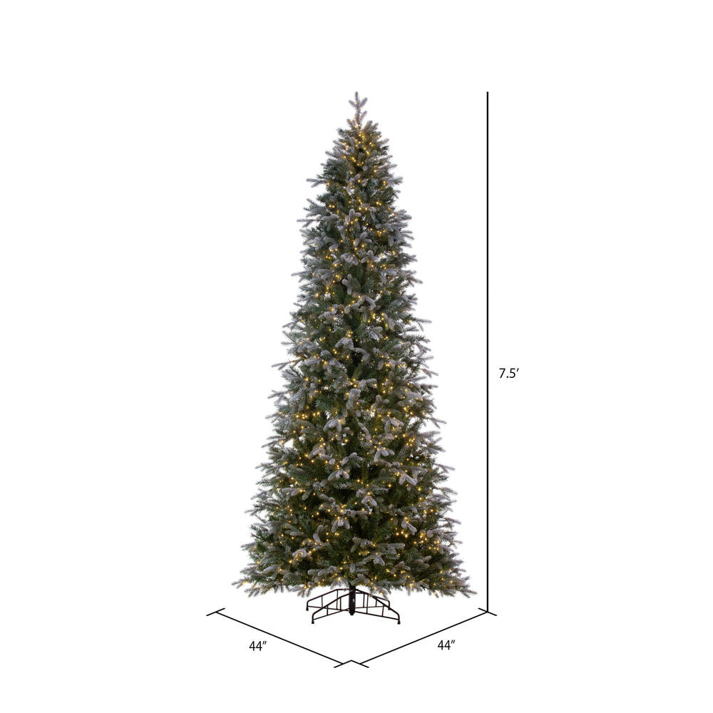 Vickerman 7.5' x 44" Frosted Douglas Fir Artificial Pre-Lit Christmas Tree Warm White 3mm LED Lights.