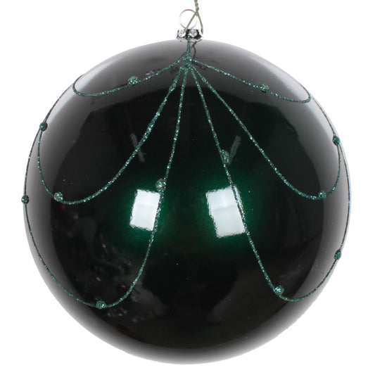 Vickerman 6" Sea Blue Candy Finish Curtain Ornament with Glitter Accents 3 per Bag