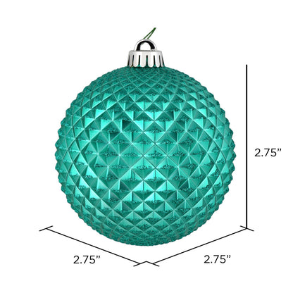 Vickerman 2.75" Teal Durian Glitter Ball Ornament 12 per Bag