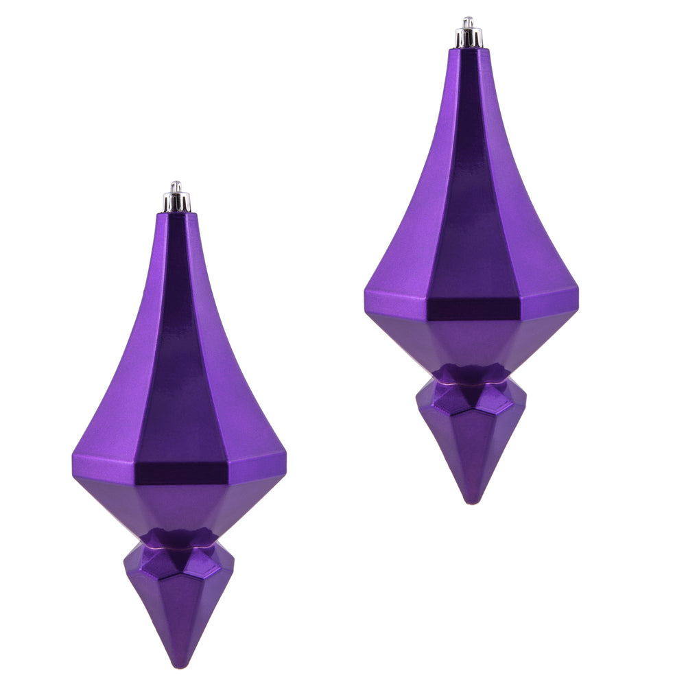 Vickerman 8" Purple Candy Finish Diamond Finial Ornament Pack of 2