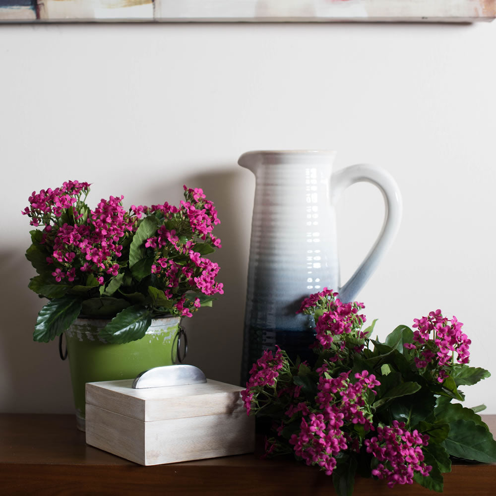 Vickerman 15" Artificial Hot Pink Kalanchoe Bush.