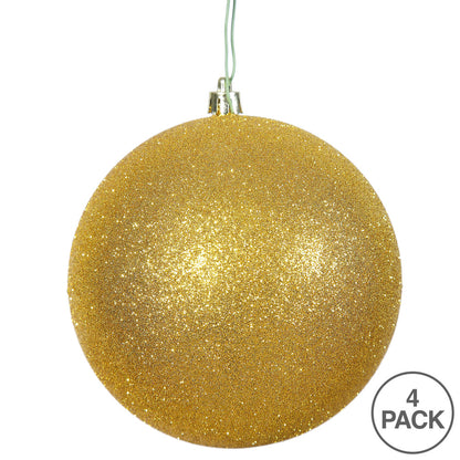 Vickerman 4.75" Gold Glitter Ball Ornament 4 per Bag