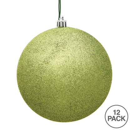 Vickerman 3" Lime Glitter Ball Ornament 12 per Bag